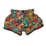 Retro African Ethnic Tribal Print Muay Thai Boxing Shorts