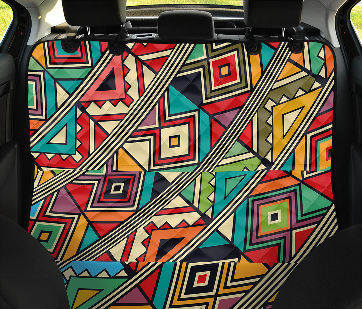 Retro African Ethnic Tribal Print Pet Car Back Seat Cover