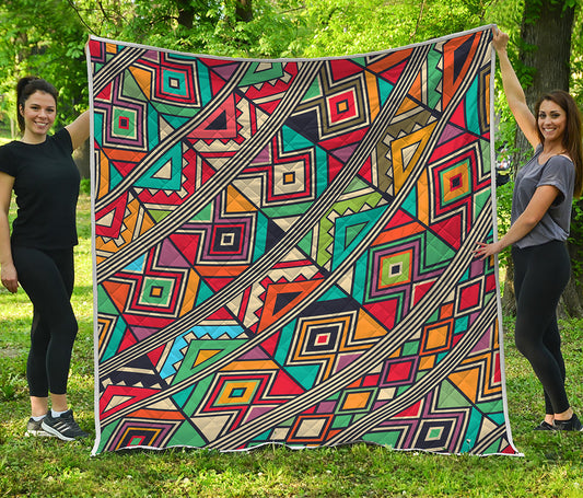 Retro African Ethnic Tribal Print Quilt