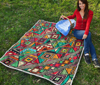 Retro African Ethnic Tribal Print Quilt