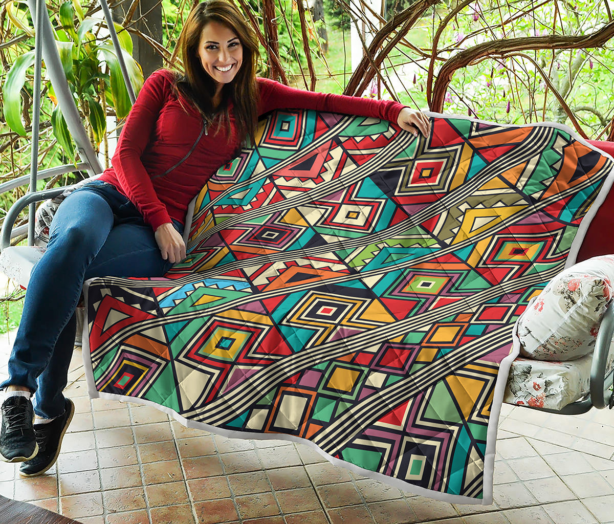 Retro African Ethnic Tribal Print Quilt