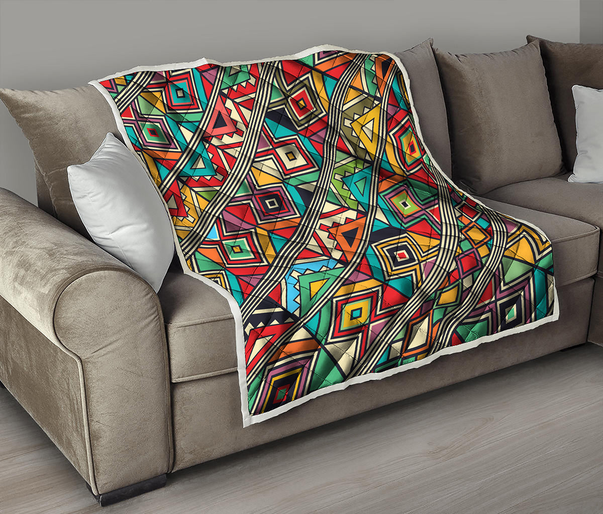 Retro African Ethnic Tribal Print Quilt