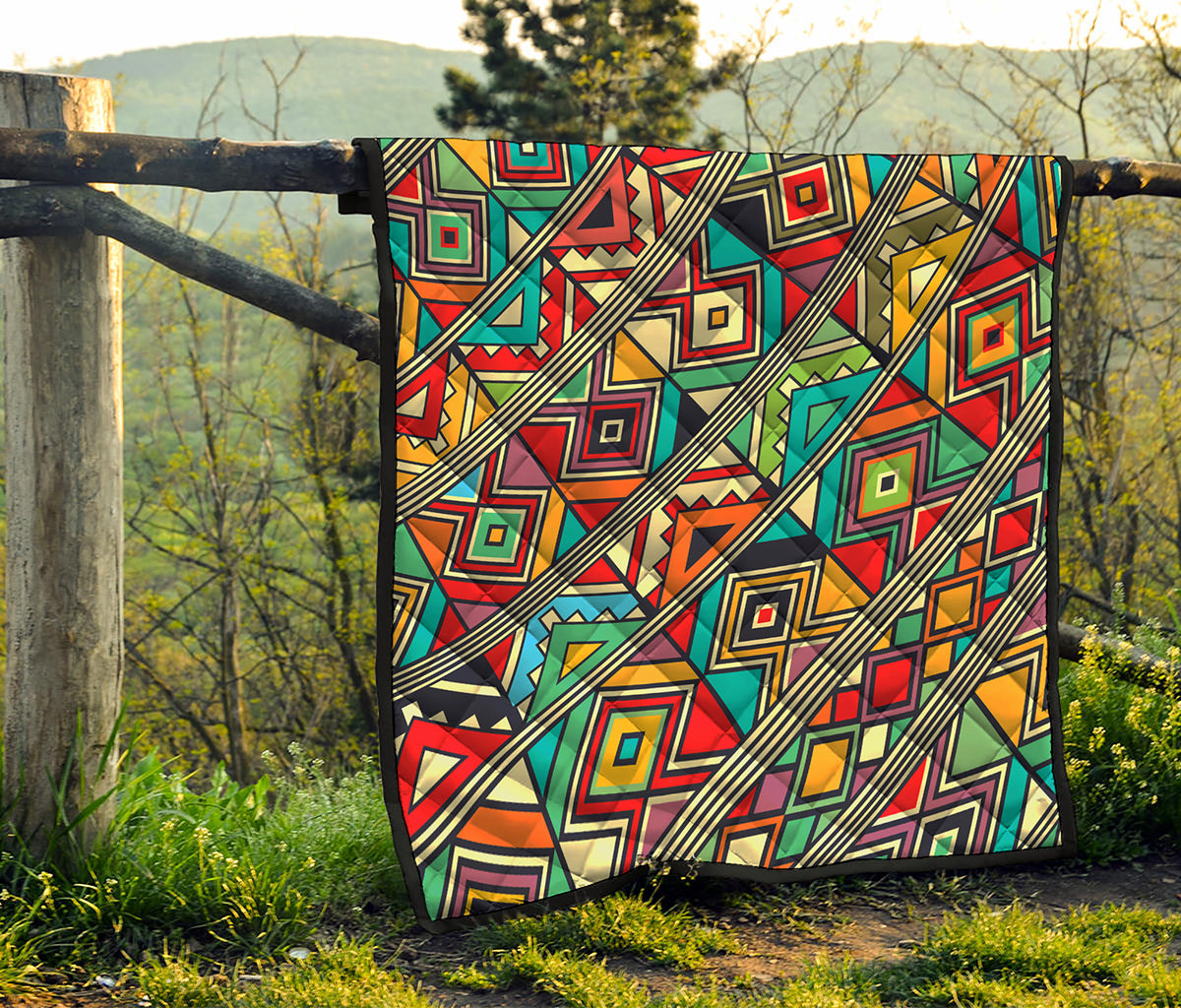 Retro African Ethnic Tribal Print Quilt