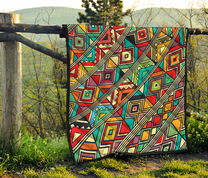 Retro African Ethnic Tribal Print Quilt
