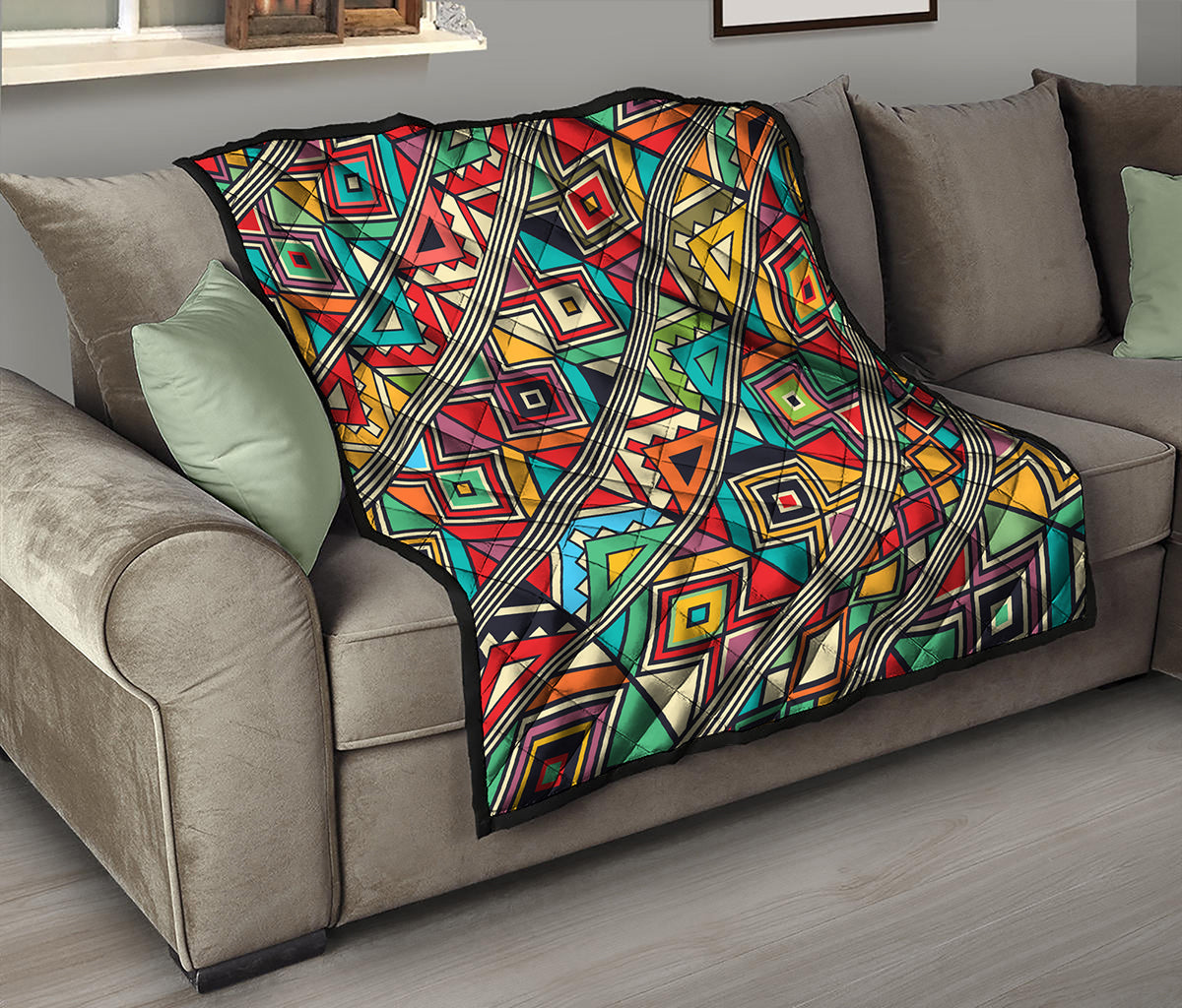 Retro African Ethnic Tribal Print Quilt