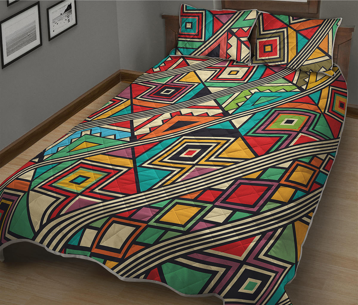 Retro African Ethnic Tribal Print Quilt Bed Set
