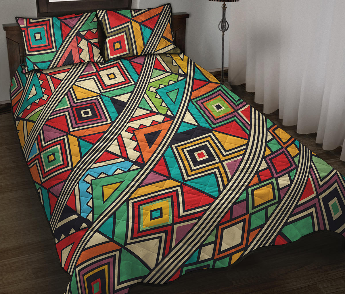 Retro African Ethnic Tribal Print Quilt Bed Set