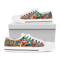 Retro African Ethnic Tribal Print White Low Top Sneakers