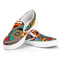 Retro African Ethnic Tribal Print White Slip On Sneakers