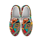 Retro African Ethnic Tribal Print White Slip On Shoes