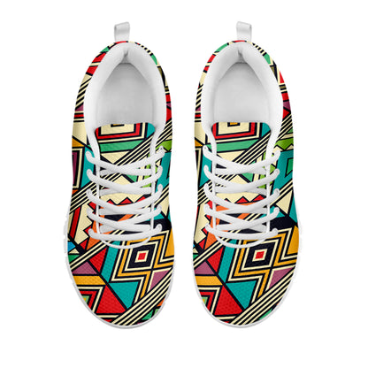 Retro African Ethnic Tribal Print White Sneakers