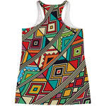 Retro African Ethnic Tribal Print Women's Racerback Tank Top