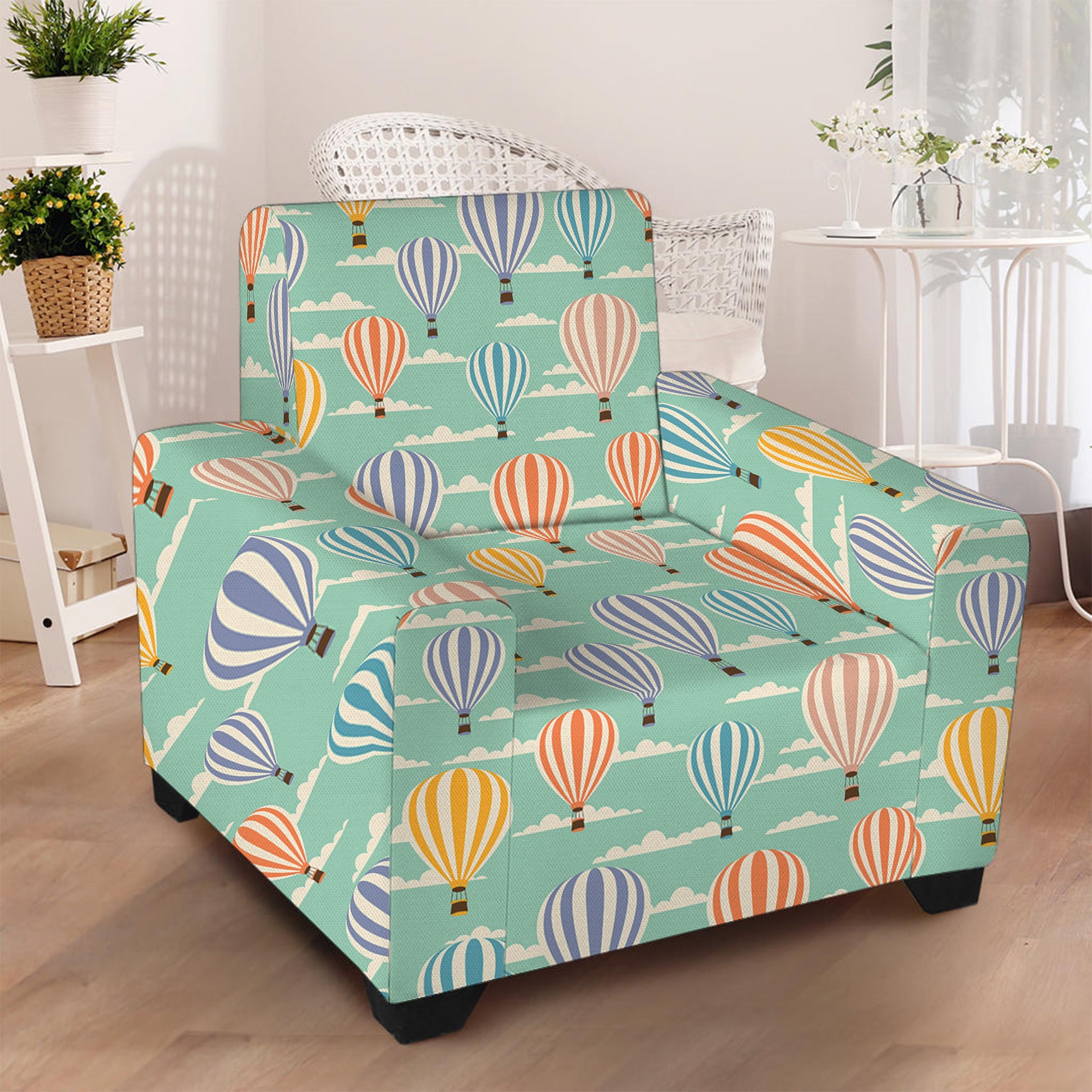 Retro Air Balloon Pattern Print Armchair Slipcover