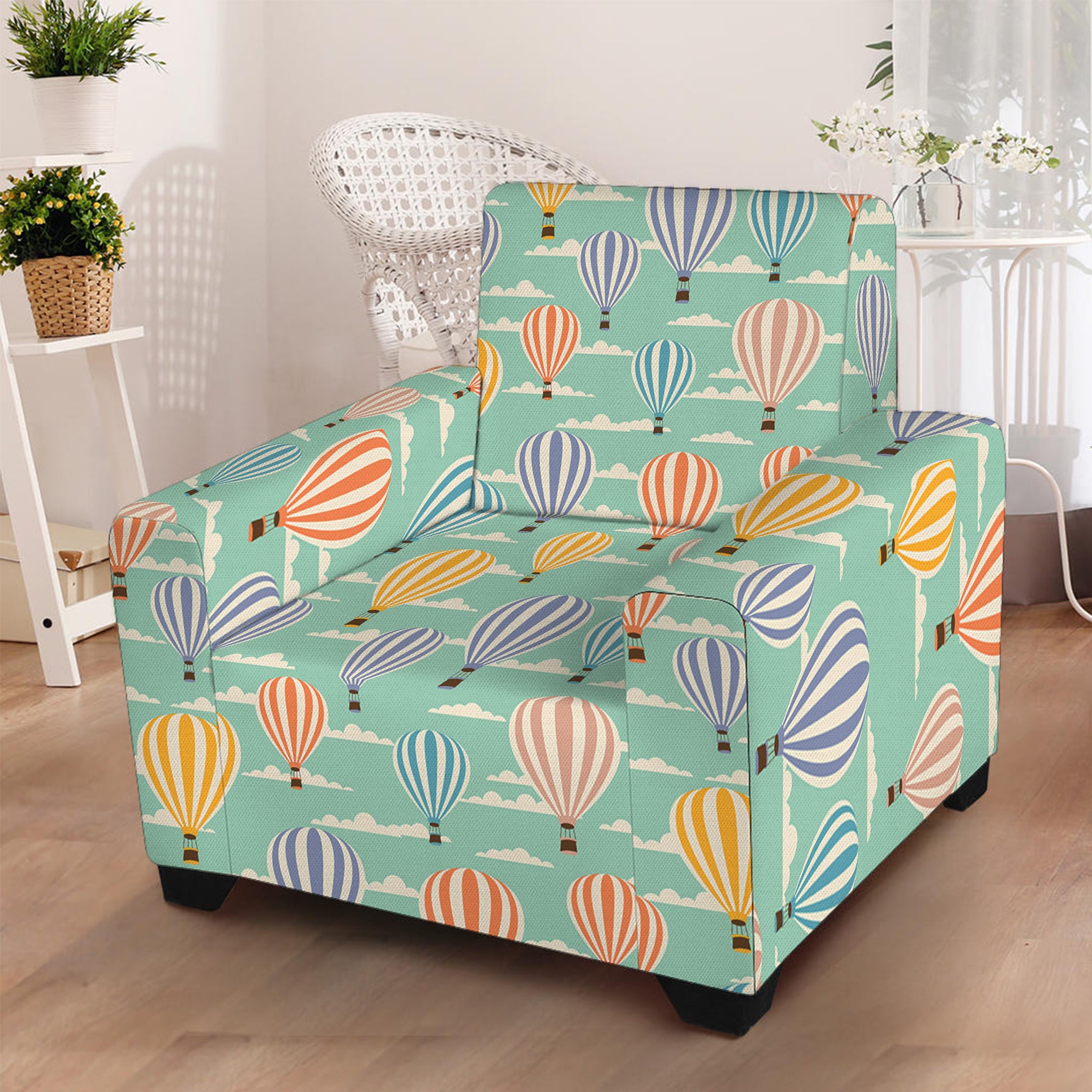 Retro Air Balloon Pattern Print Armchair Slipcover