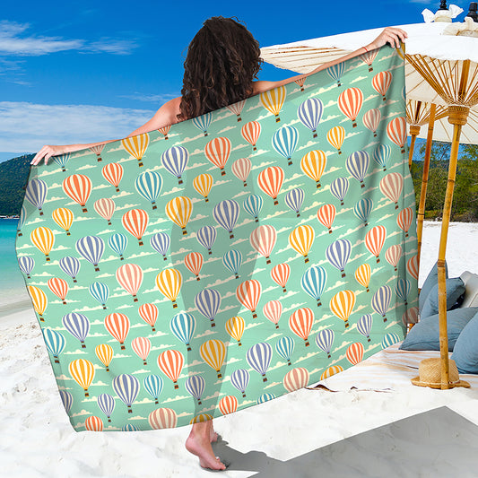 Retro Air Balloon Pattern Print Beach Sarong Wrap