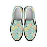 Retro Air Balloon Pattern Print Black Slip On Shoes