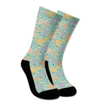 Retro Air Balloon Pattern Print Crew Socks