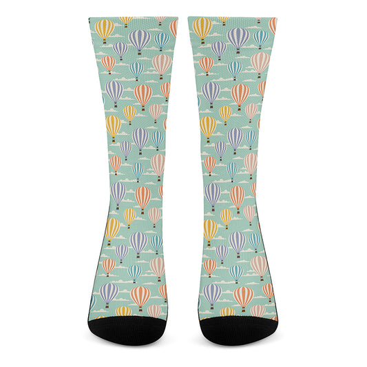 Retro Air Balloon Pattern Print Crew Socks