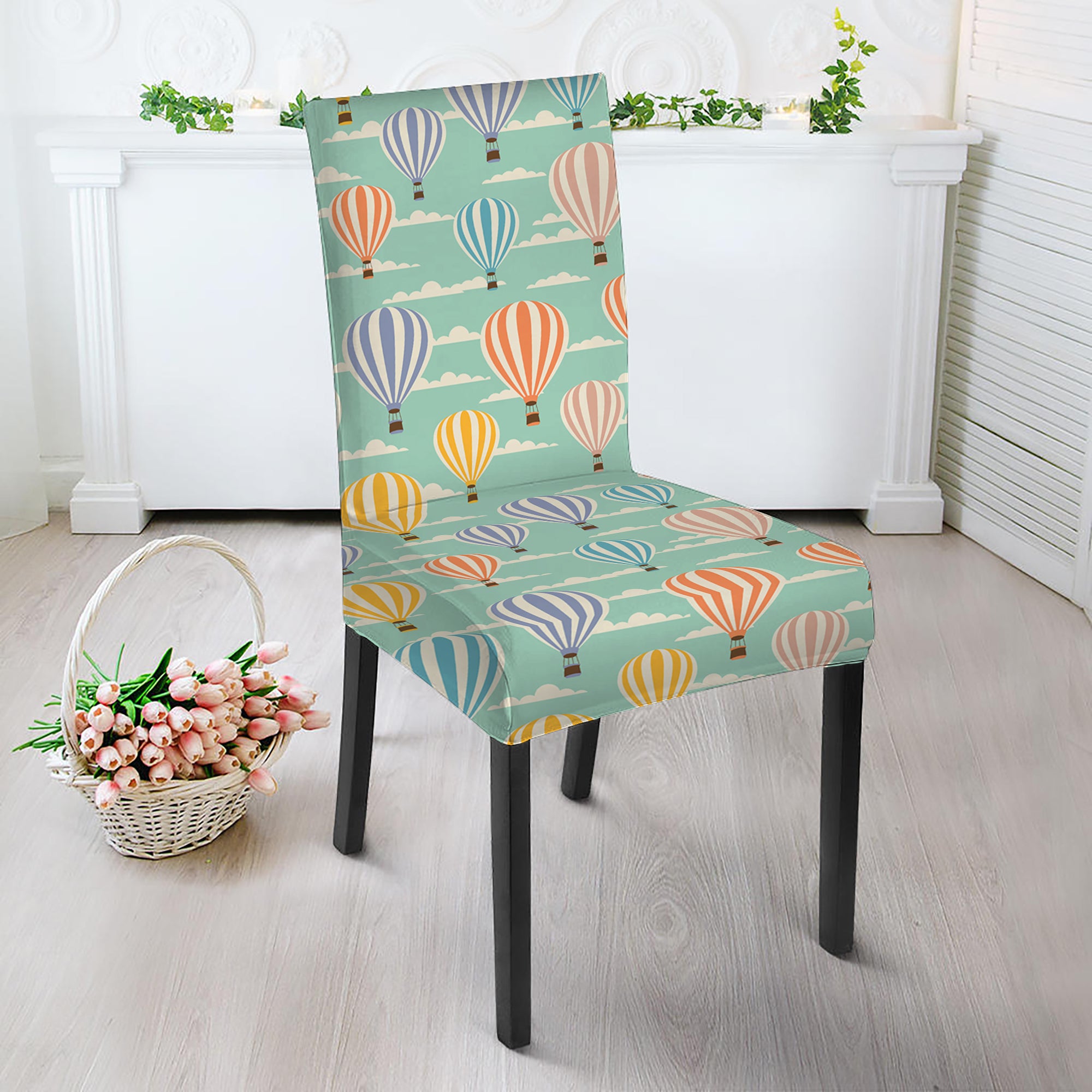 Retro Air Balloon Pattern Print Dining Chair Slipcover