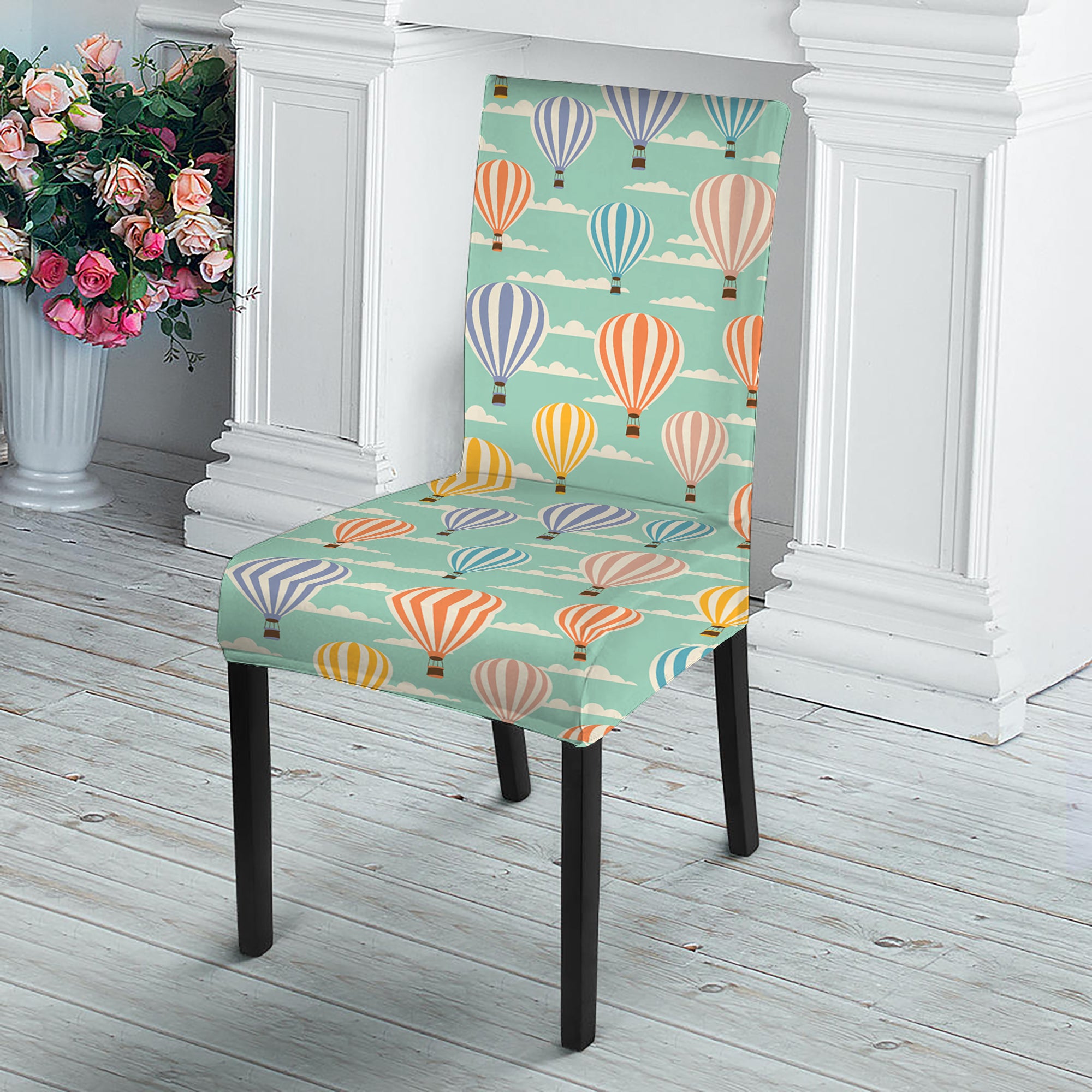 Retro Air Balloon Pattern Print Dining Chair Slipcover