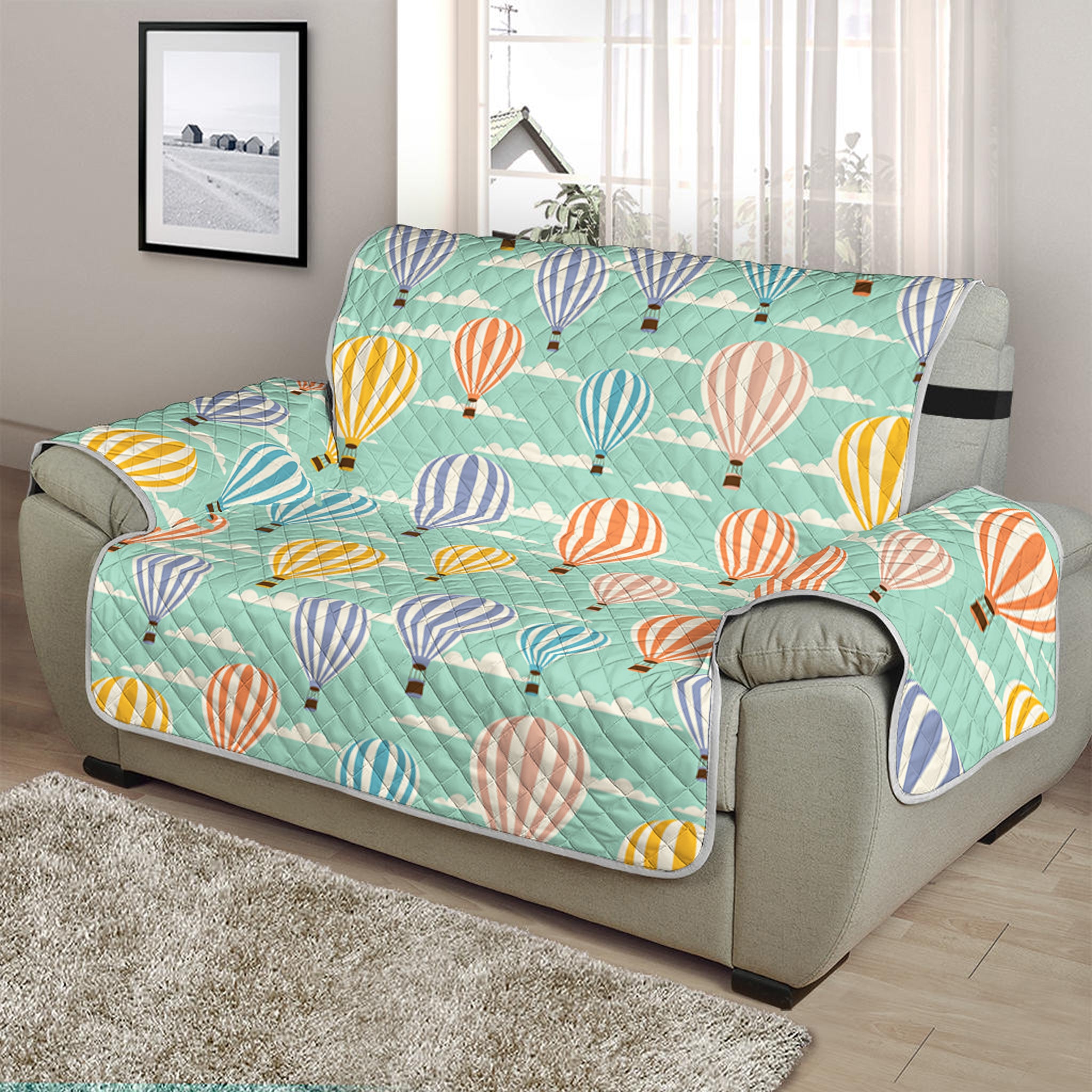 Retro Air Balloon Pattern Print Half Sofa Protector