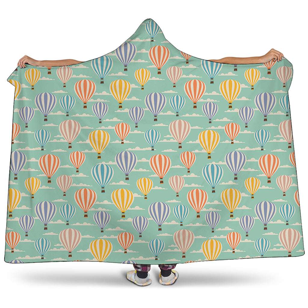 Retro Air Balloon Pattern Print Hooded Blanket