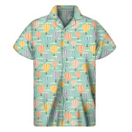 Retro Air Balloon Pattern Print Men's Short Sleeve Shirt