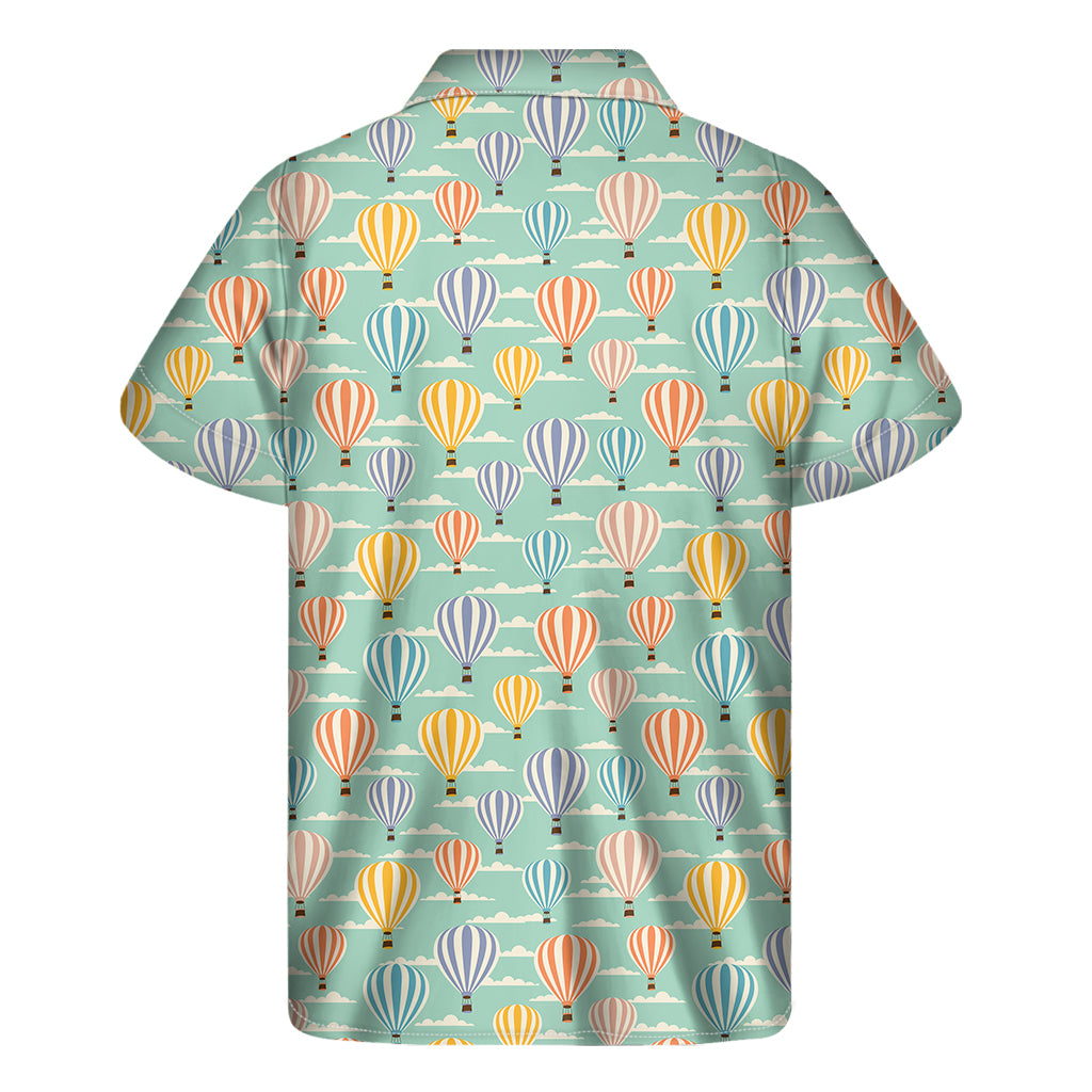 Retro Air Balloon Pattern Print Men's Short Sleeve Shirt