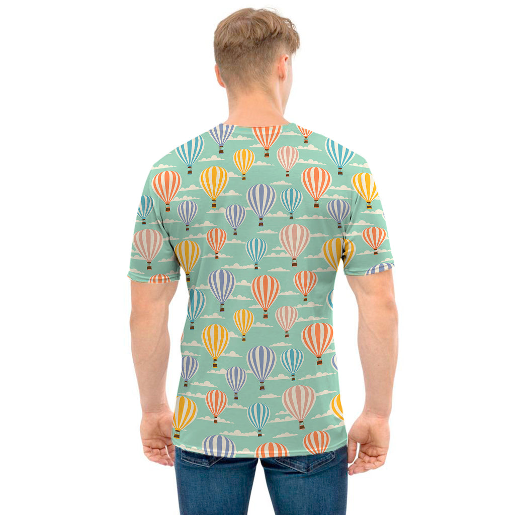 Retro Air Balloon Pattern Print Men's T-Shirt