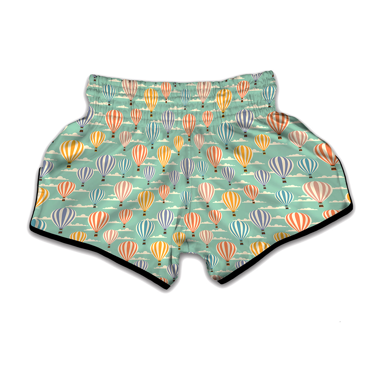 Retro Air Balloon Pattern Print Muay Thai Boxing Shorts