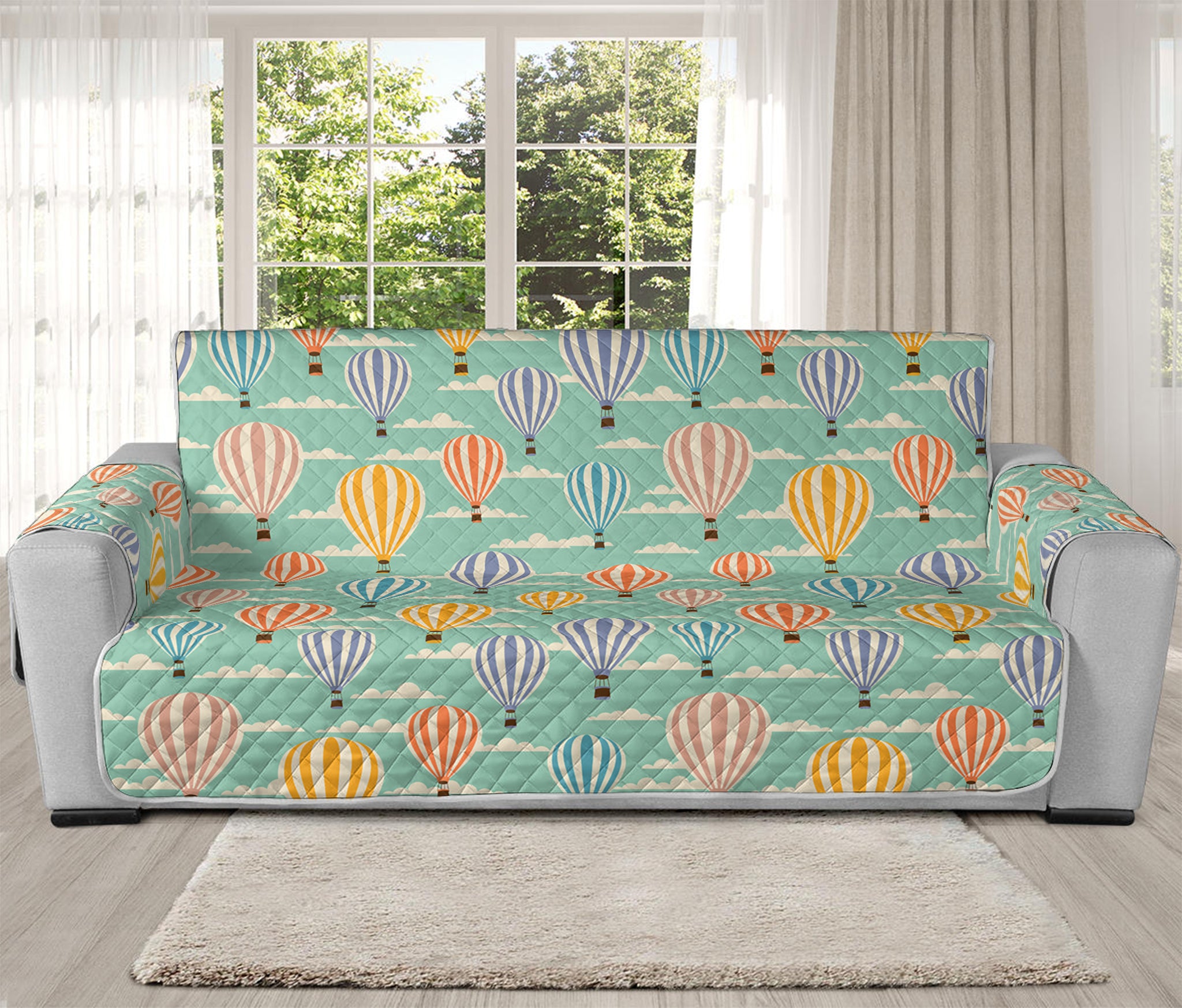 Retro Air Balloon Pattern Print Oversized Sofa Protector