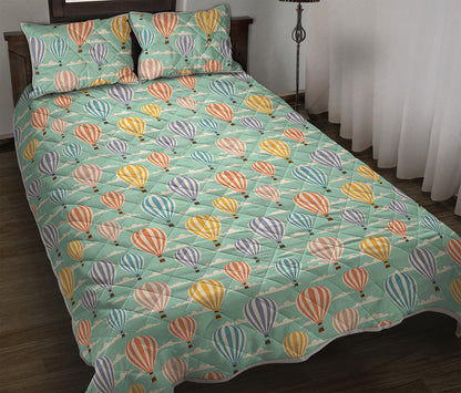 Retro Air Balloon Pattern Print Quilt Bed Set