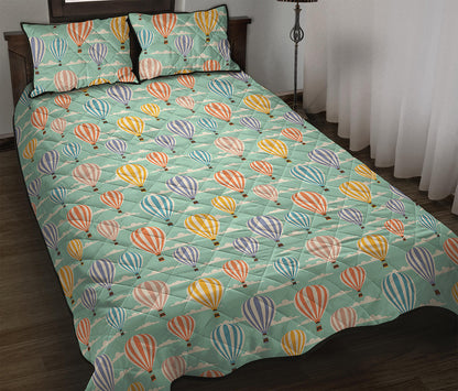 Retro Air Balloon Pattern Print Quilt Bed Set