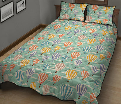 Retro Air Balloon Pattern Print Quilt Bed Set