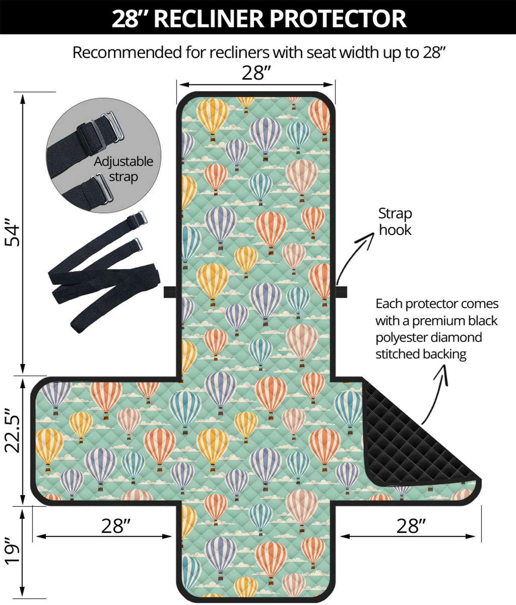 Retro Air Balloon Pattern Print Recliner Protector