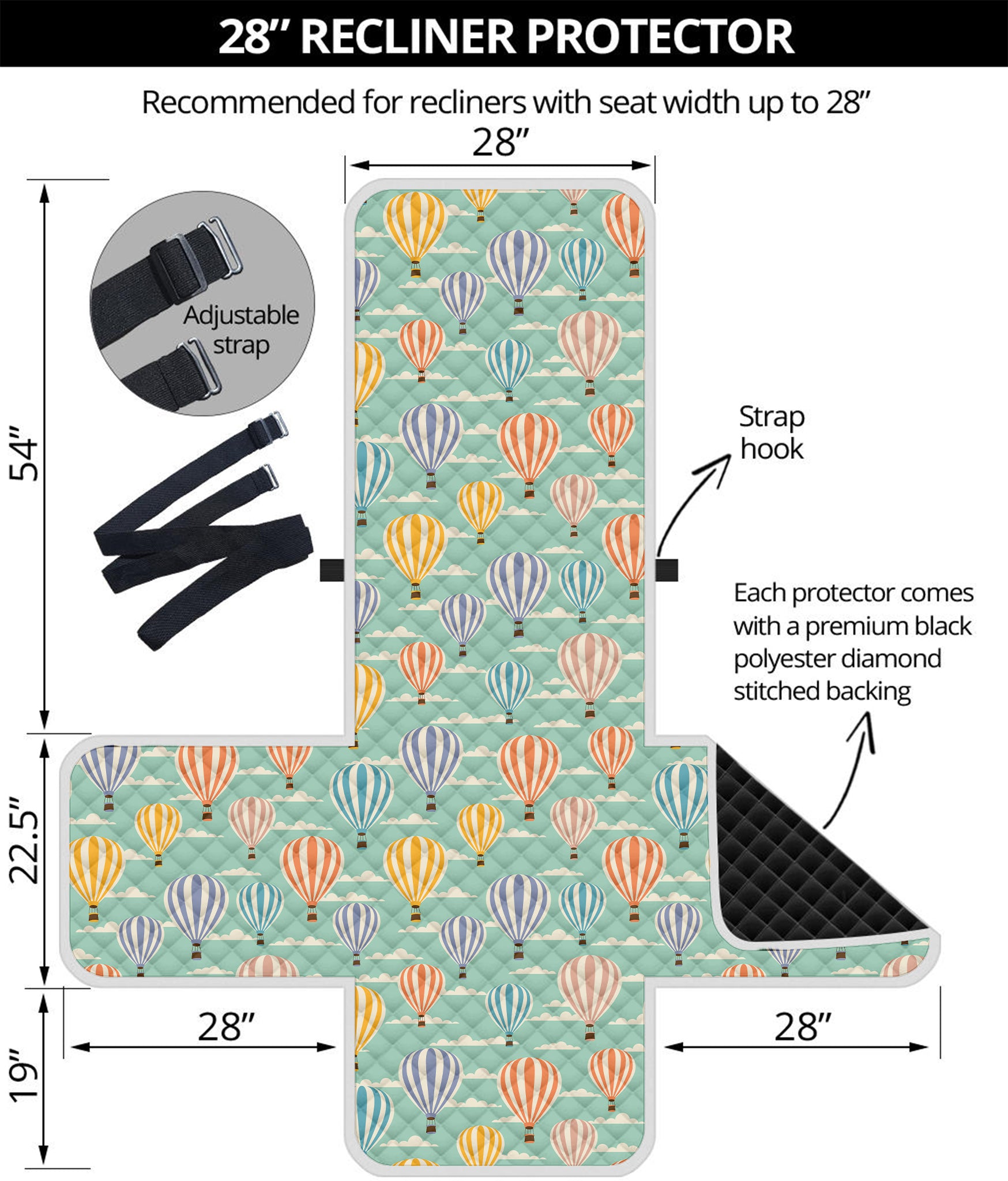 Retro Air Balloon Pattern Print Recliner Protector