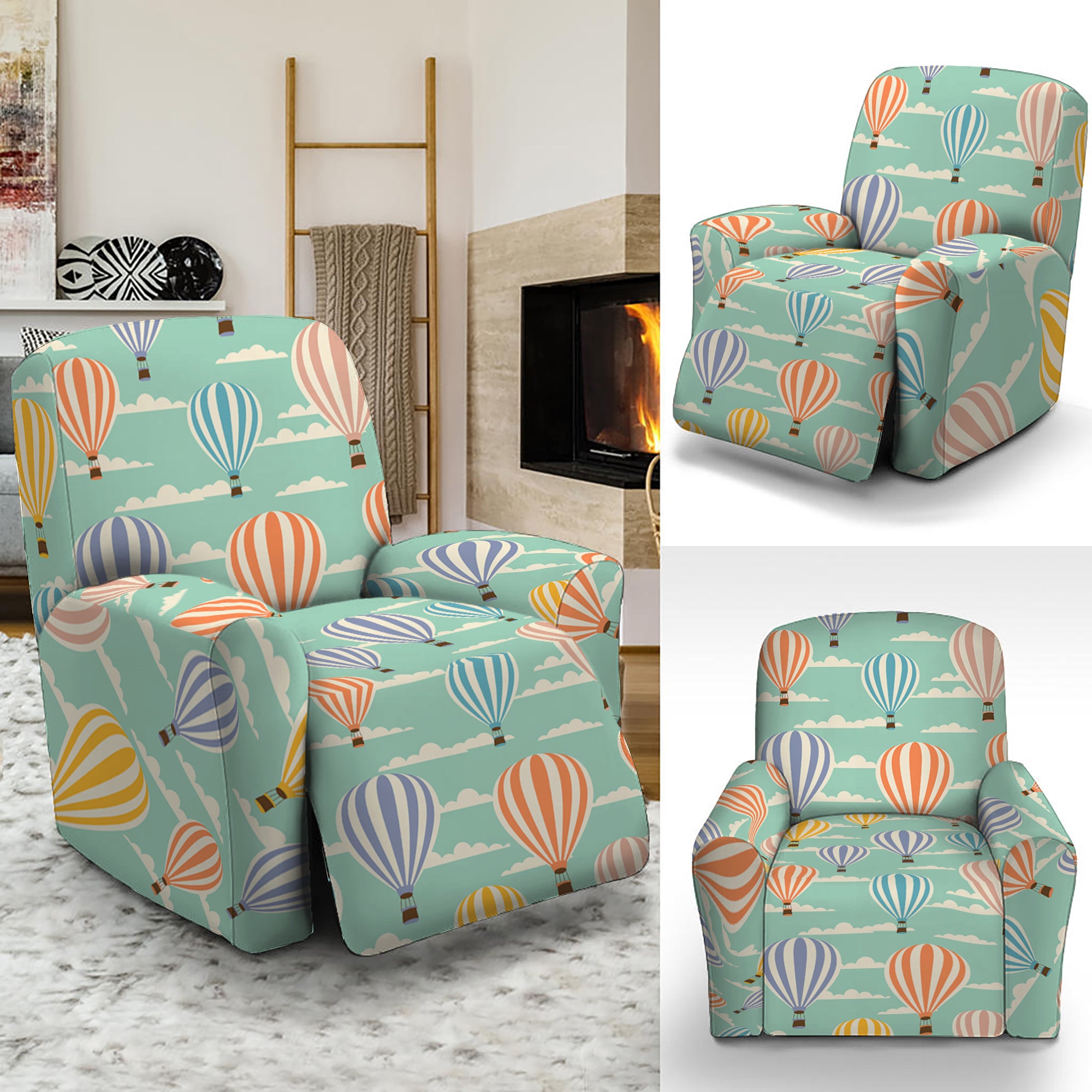 Retro Air Balloon Pattern Print Recliner Slipcover