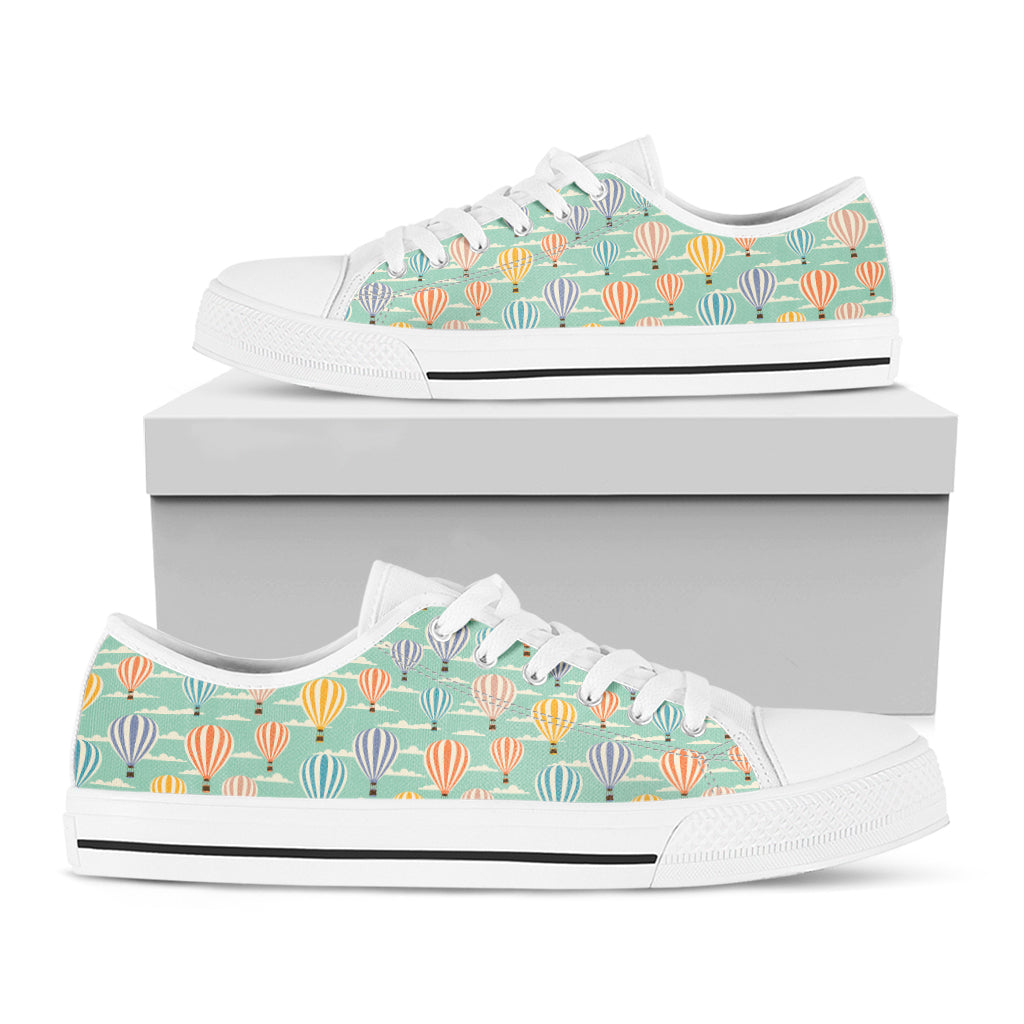 Retro Air Balloon Pattern Print White Low Top Shoes