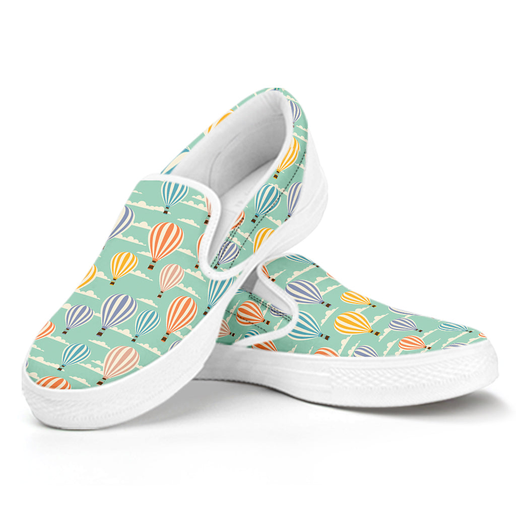 Retro Air Balloon Pattern Print White Slip On Shoes