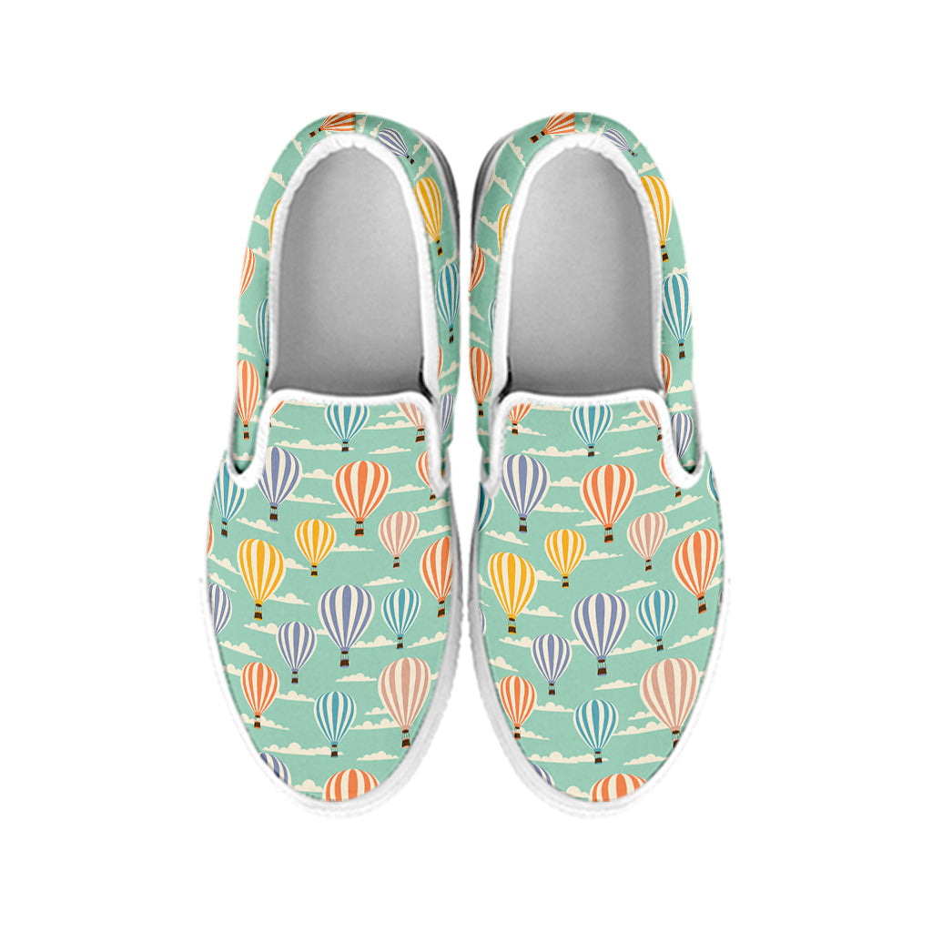 Retro Air Balloon Pattern Print White Slip On Shoes