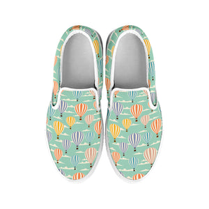 Retro Air Balloon Pattern Print White Slip On Shoes