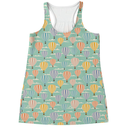 Retro Air Balloon Pattern Print Women's Racerback Tank Top