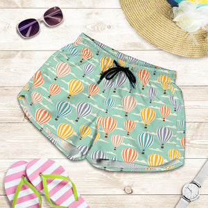 Retro Air Balloon Pattern Print Women's Shorts