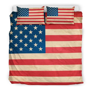 Retro American Flag Patriotic Duvet Cover Bedding Set GearFrost