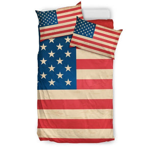 Retro American Flag Patriotic Duvet Cover Bedding Set GearFrost