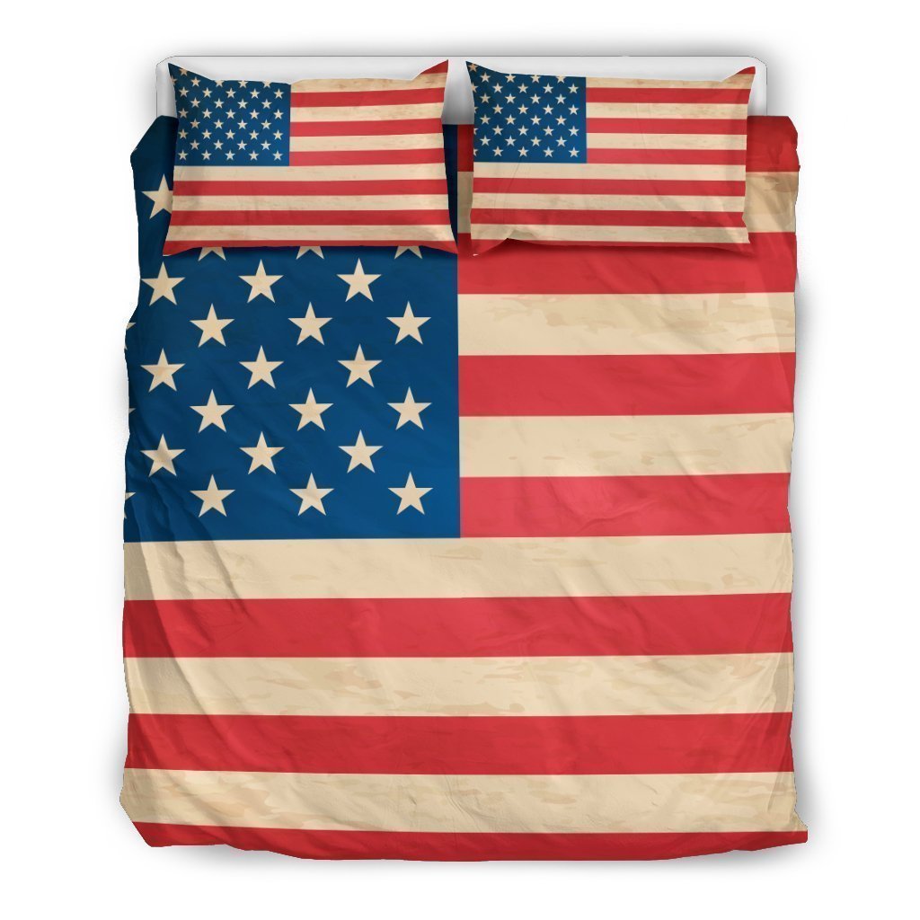 Retro American Flag Patriotic Duvet Cover Bedding Set GearFrost