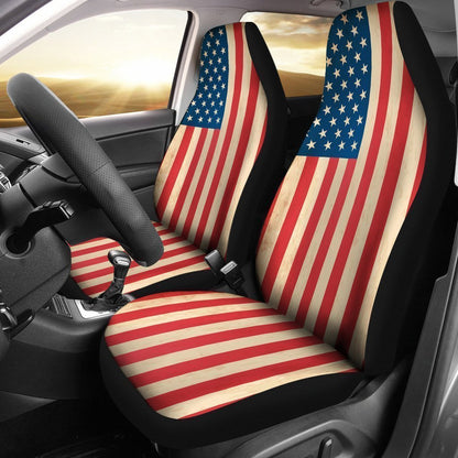 Retro American Flag Patriotic Universal Fit Car Seat Covers GearFrost