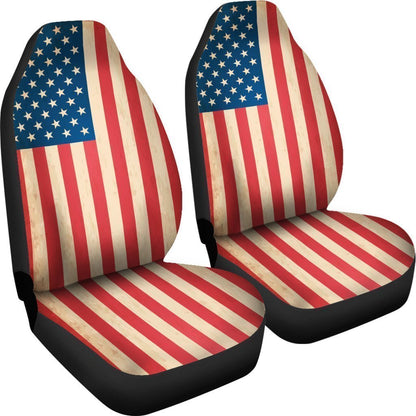 Retro American Flag Patriotic Universal Fit Car Seat Covers GearFrost