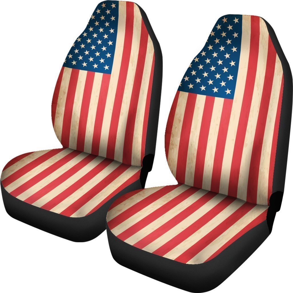 Retro American Flag Patriotic Universal Fit Car Seat Covers GearFrost