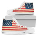 Retro American Flag Patriotic White High Top Sneakers